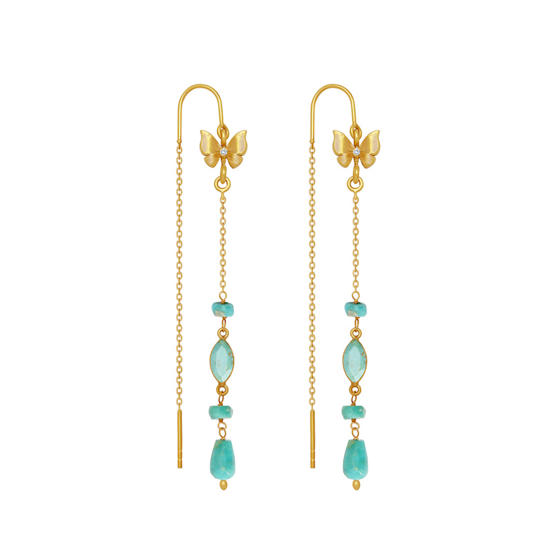 Thumbnail of Spirit’S Ascent Turquoise Butterfly Gold Drop Earrings image