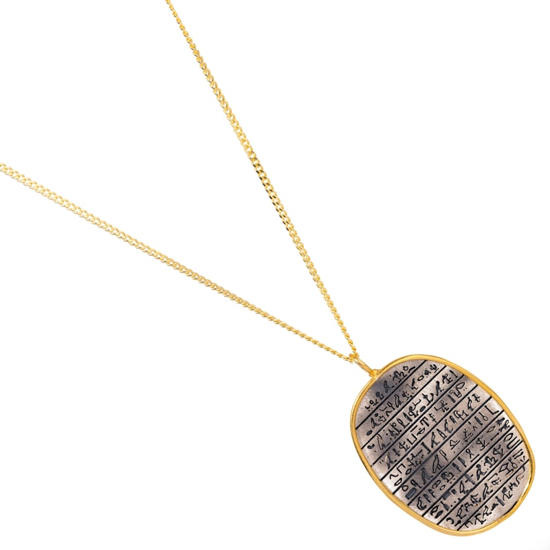 Thumbnail of Divine Power Egyptian Symbols Pendant Sterling Silver Necklace - Gold image