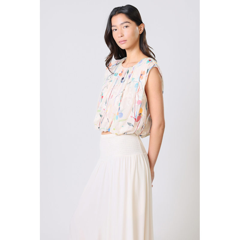 Thumbnail of Splendour & Sass White Pastel Floral Cropped Falls Top image
