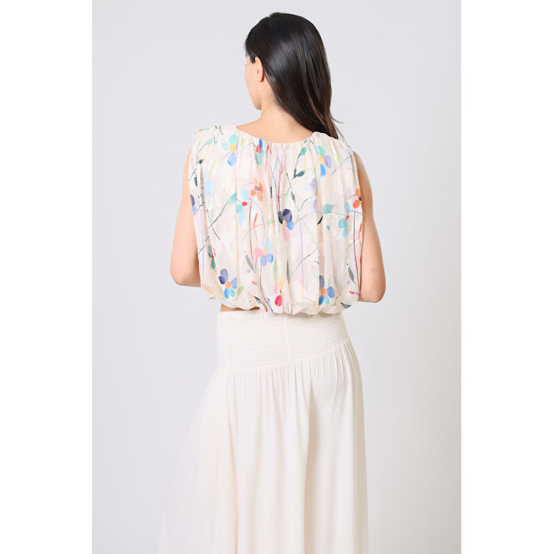 Thumbnail of Splendour & Sass White Pastel Floral Cropped Falls Top image