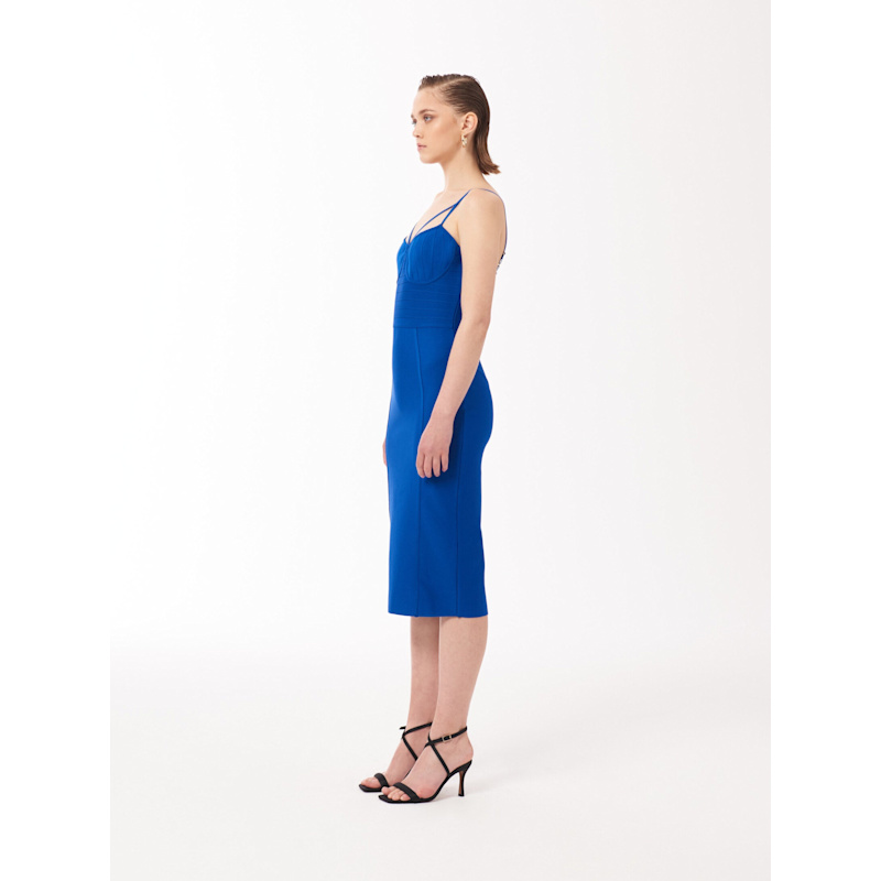 Sour Figs Bustier Bandage Midi Dress - Blue