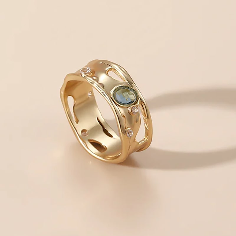 Thumbnail of Sprinkled Blue Glass Banded Ring image
