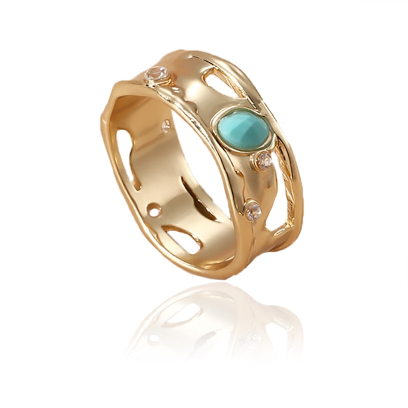 Thumbnail of Turquoise Gemstone Band Ring | Gold Stacking Statement Ring image