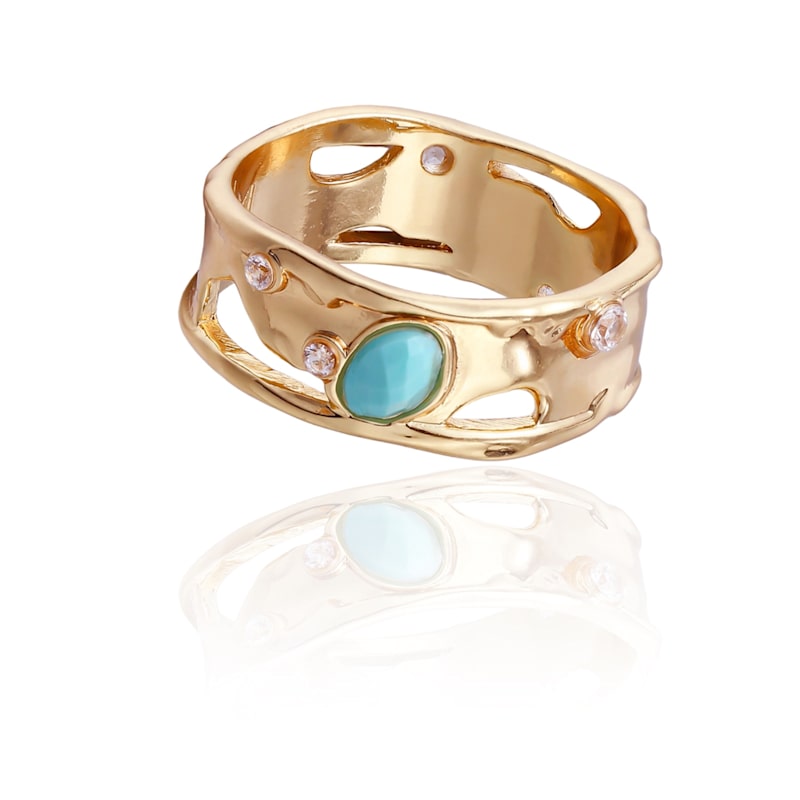 Thumbnail of Sprinkled Turquoise Gemstone Banded Ring image