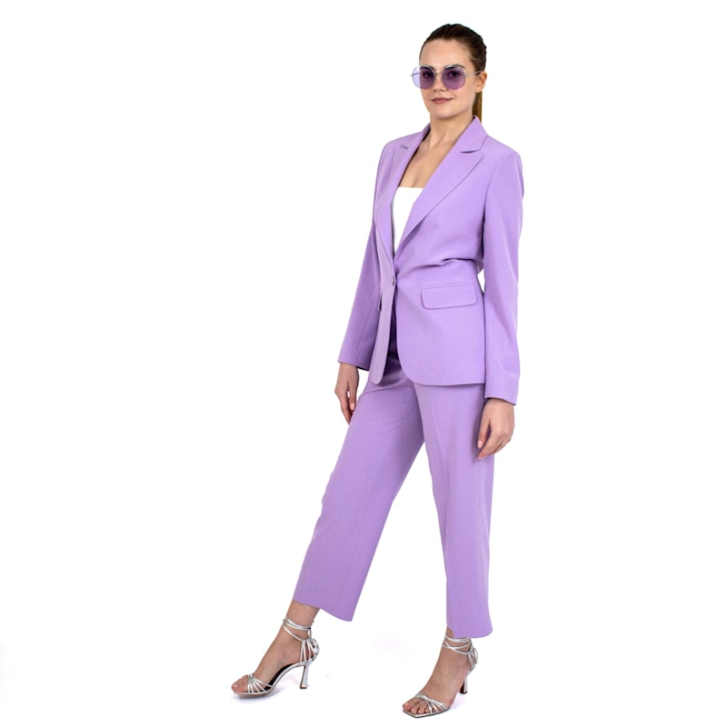 Thumbnail of Tailored Lilac Blazer Jacket With Embroidery & Lazer Cut Details image