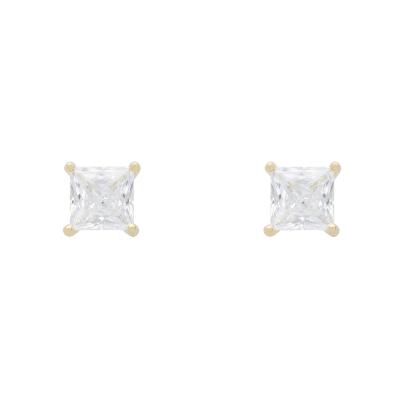 Thumbnail of Square-Cut Solitaire Stud Earrings Moissanite Gold image