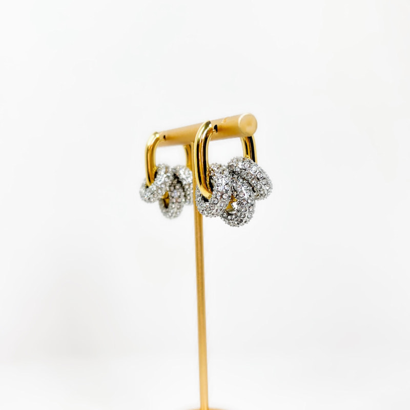 Square Harmony Trio Huggies - Silver/Gold by Vicky&Nico