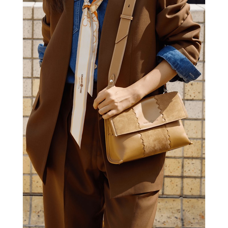 Thumbnail of Square Stitch Messenger Bag - Honey Brown image