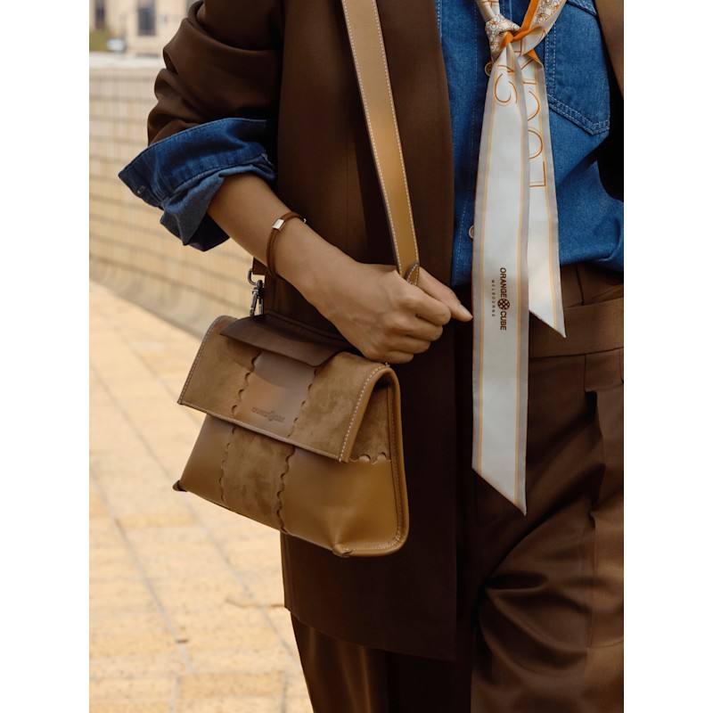 Thumbnail of Square Stitch Messenger Bag - Honey Brown image