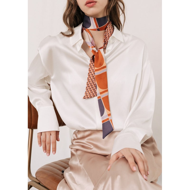 Thumbnail of Modular Silk Skinny Scarf - Orange image