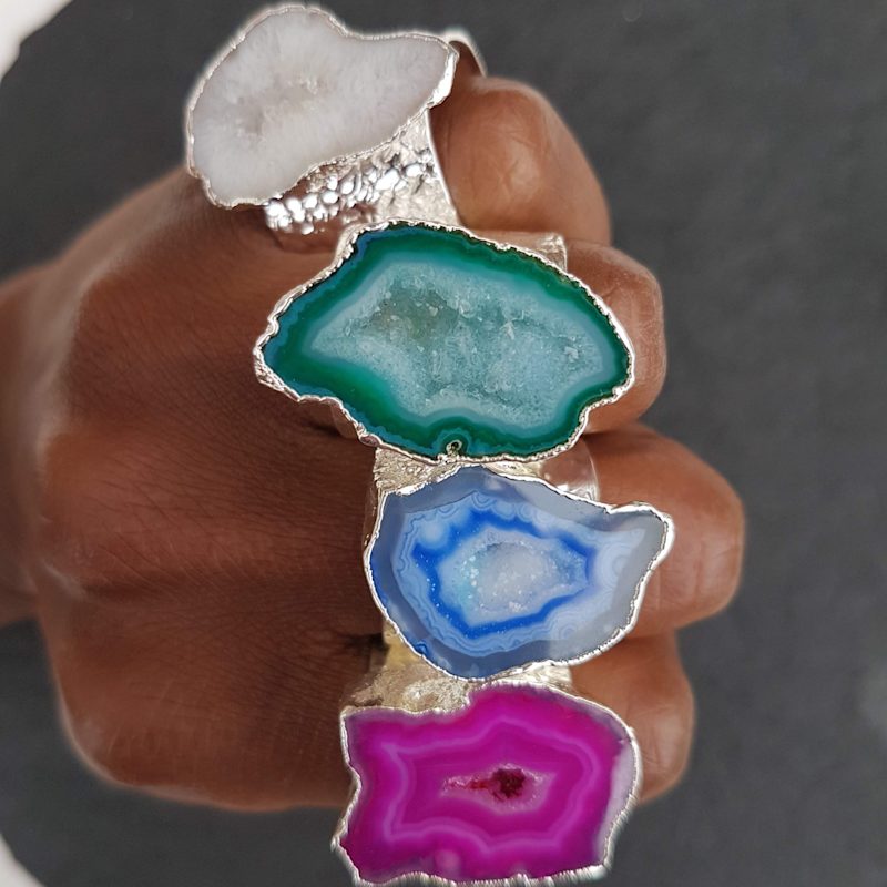 Thumbnail of Silver Blue Gemstone Mega Statement Ring image