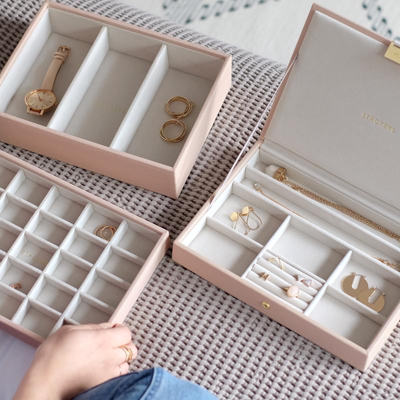 Stackers Classic Blush Pink Jewellery Box Set Of Three by Stackers