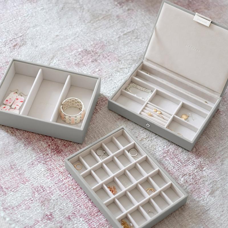 Stackers Classic Pebble Grey Jewellery Box Set Of Three Stackers