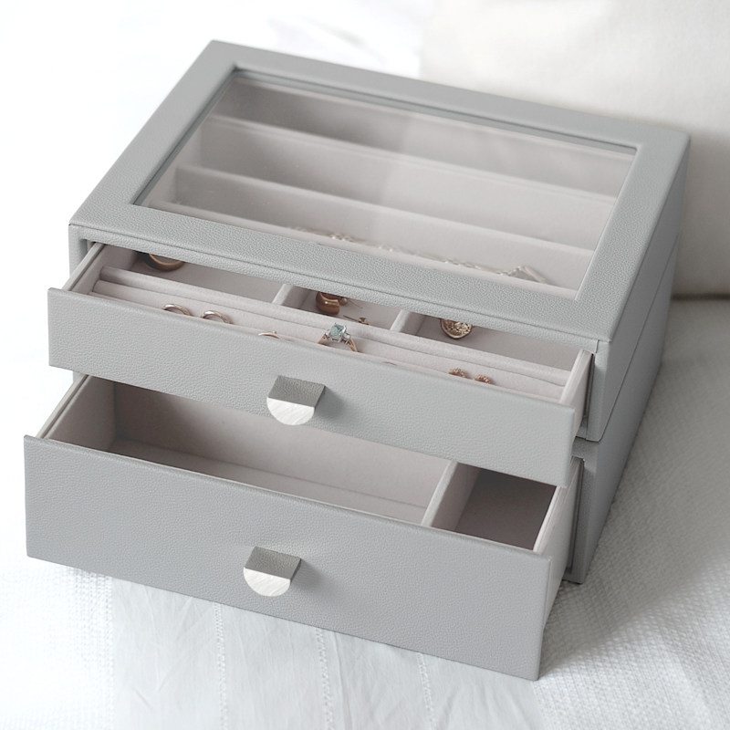 Thumbnail of Stackers Classic Pebble Grey Jewellery Box Set Of Two Drawers image
