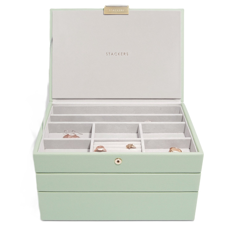 Stackers Classic Sage Green Jewelry Box Set Of Three | Stackers