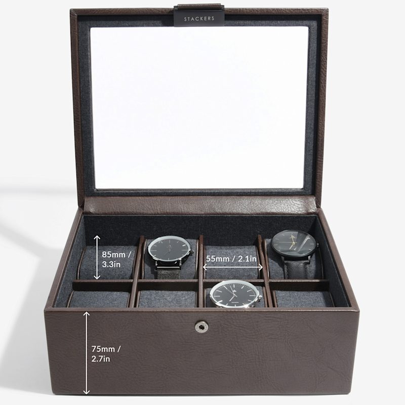 Thumbnail of Stackers Eight Piece Watch Box  Brown image