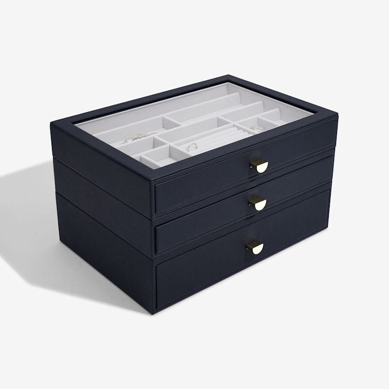Thumbnail of Stackers Supersize Navy Pebble Set Of Three Drawers image