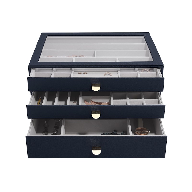 Thumbnail of Stackers Supersize Navy Pebble Set Of Three Drawers image