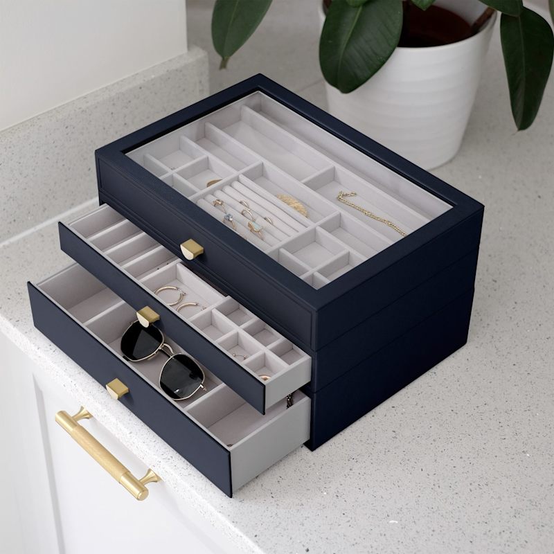 Thumbnail of Stackers Supersize Navy Pebble Set Of Three Drawers image