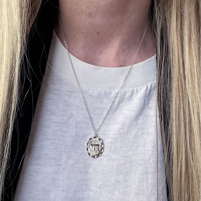 Thumbnail of Silver Chai Flower Charm Necklace image