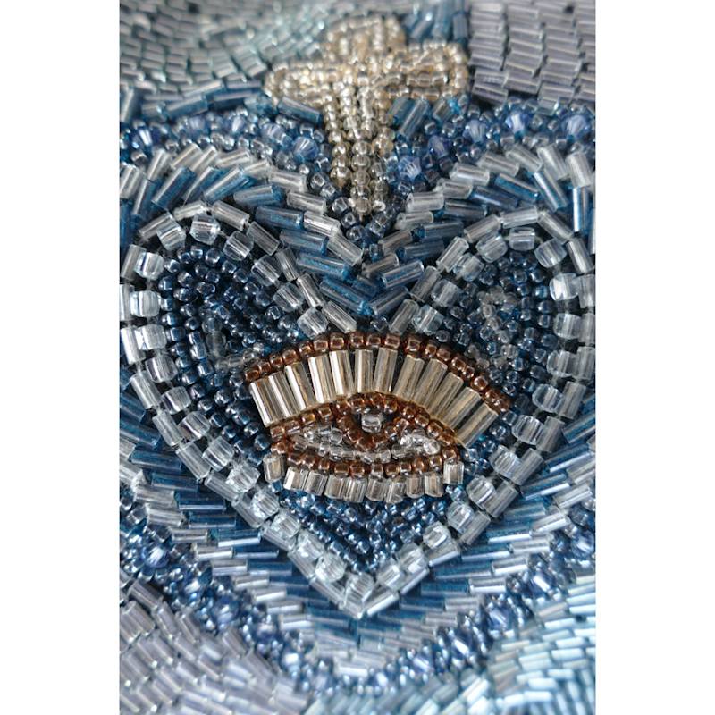 Thumbnail of Blue Beaded Evening Shoulder Bag With Celestial Star Embroidery And Embellished Details image
