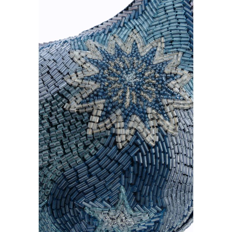 Thumbnail of Blue Beaded Evening Shoulder Bag With Celestial Star Embroidery And Embellished Details image