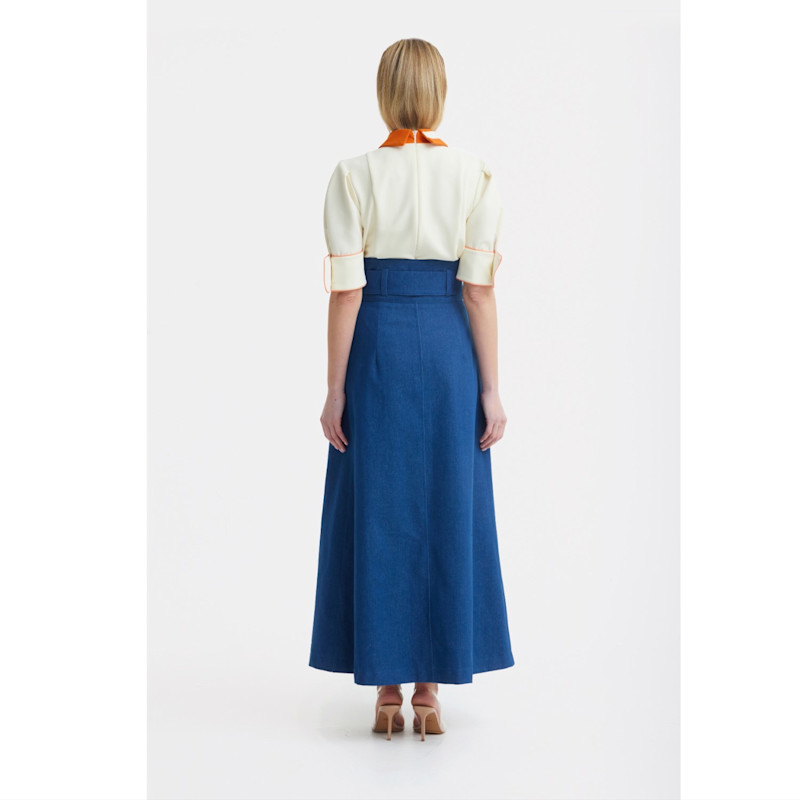 Thumbnail of Statement Blouse With White Collar And Cuffs – Light Vanilla image