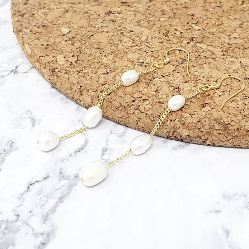 Thumbnail of Statement Freshwater Pearl Dangle Drop Bridal Earrings image