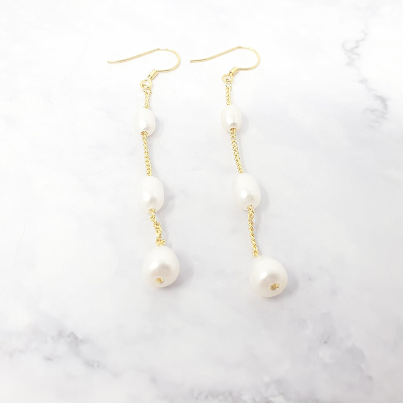 Thumbnail of Statement Freshwater Pearl Dangle Drop Bridal Earrings image