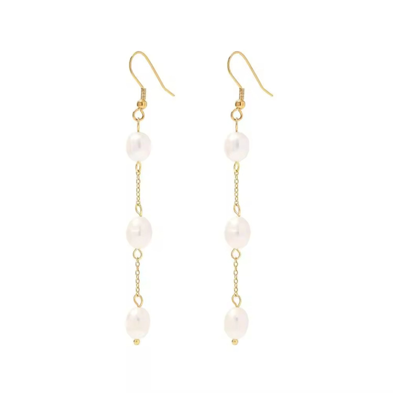 Thumbnail of Statement Freshwater Pearl Dangle Drop Bridal Earrings image