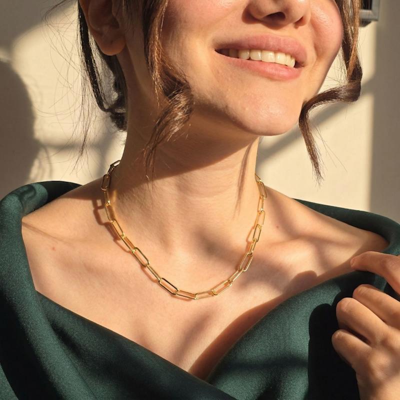 Thumbnail of Statement Gold Plated Paperclip Chain Necklace image