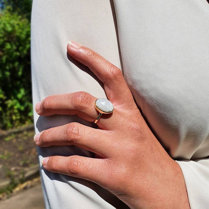 Thumbnail of Statement Rainbow Moonstone June Birthstone Gemstone Ring image