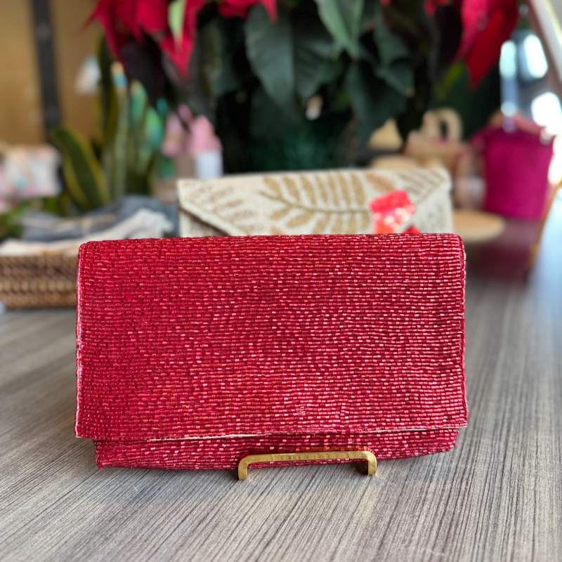 Thumbnail of Steel Cut Beaded Petite Clutch Ruby Red image