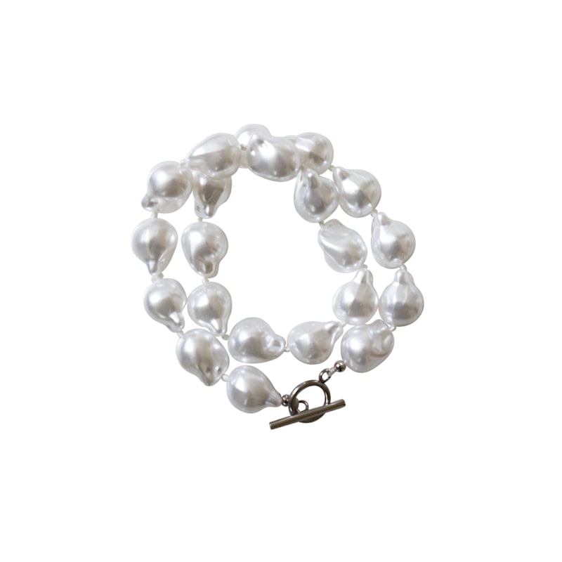 Thumbnail of Steel Me Baroque Pearl & Silver Necklace image