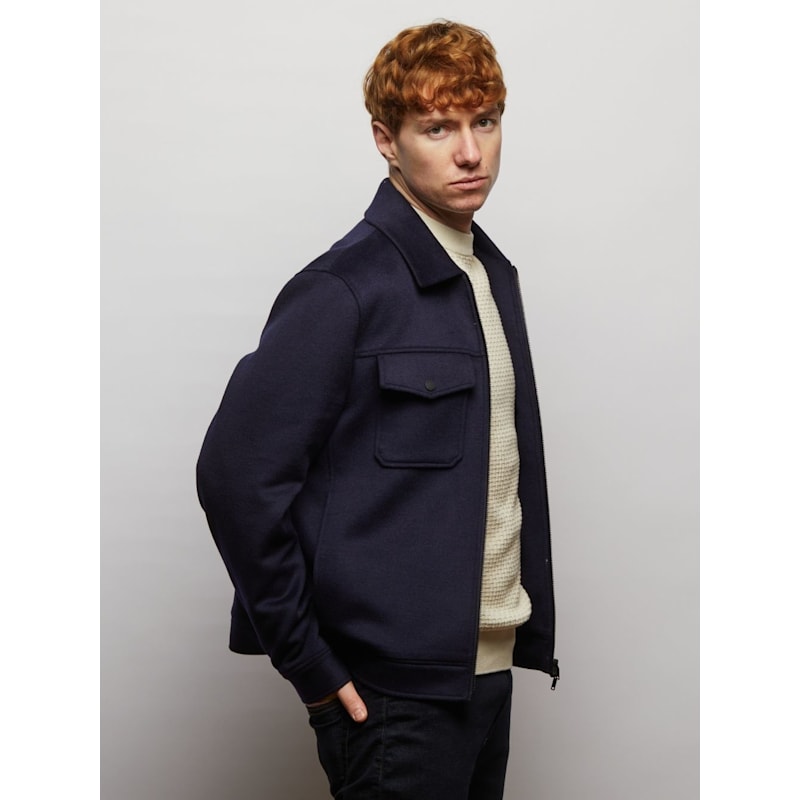 Steele Wool Blend Zip Front Short Jacket - Navy | Guards London