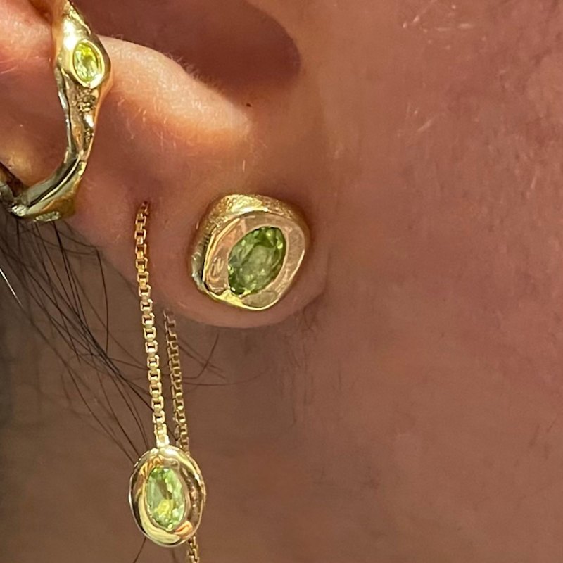 Thumbnail of Stella - Green Peridot Gold Vermeil Stud Earrings image