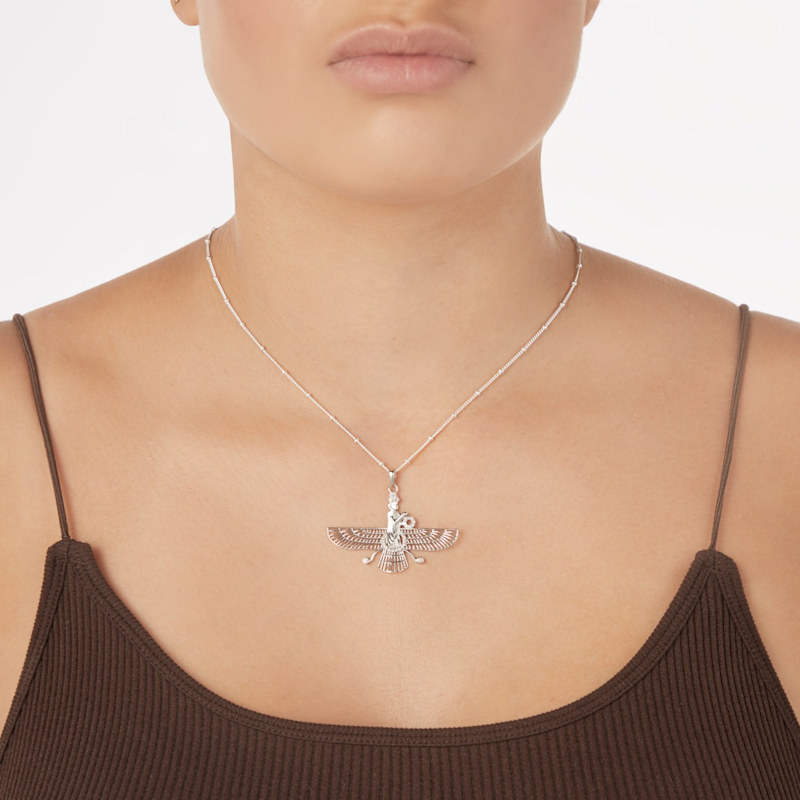 Thumbnail of Sterling Silver Angel Asho Farohar Pendant With Diamonds image