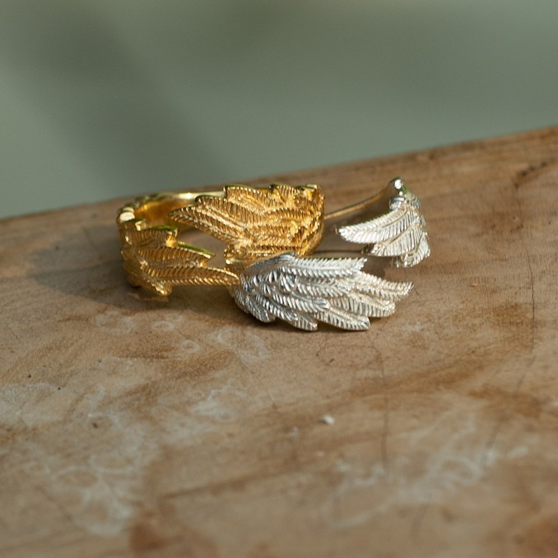 Thumbnail of Sterling Silver Angel Wing Hug Ring image