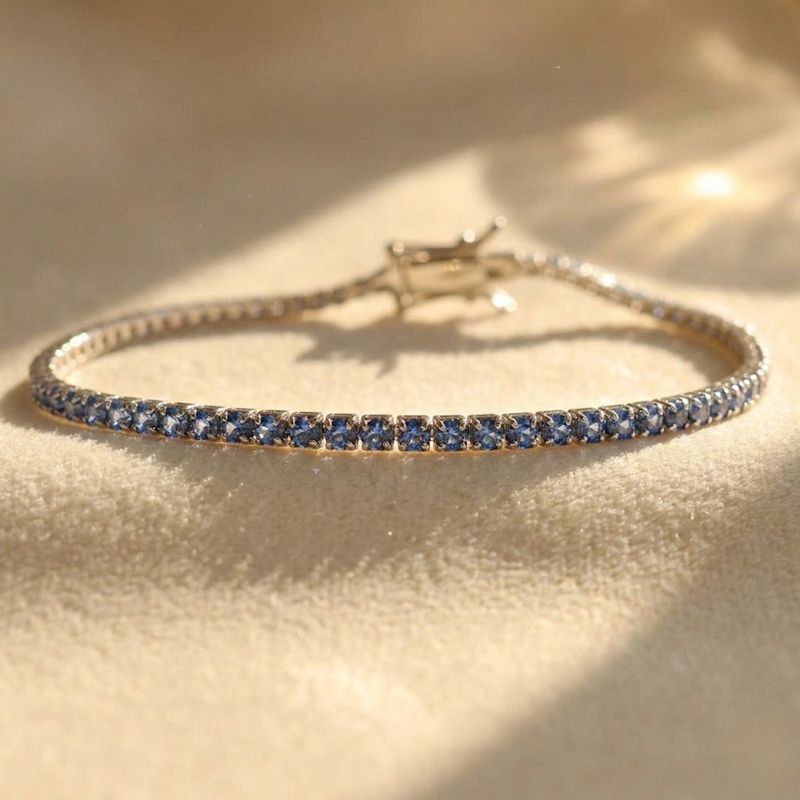 Thumbnail of Sterling Silver Aquamarine Gemstone Tennis Bracelet image