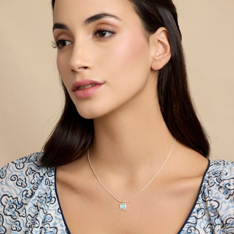 Thumbnail of Sterling Silver Blue Opal Heart Pendant Necklace image
