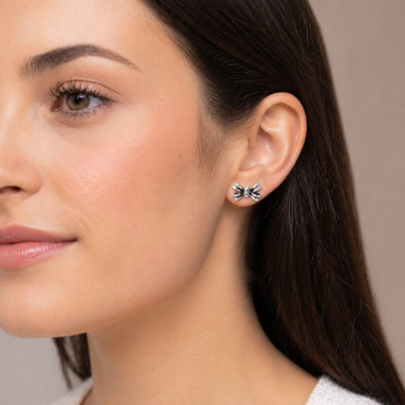 Thumbnail of Sterling Silver Bow Stud Earrings – Contemporary Minimalist Designer Jewelry For Women image