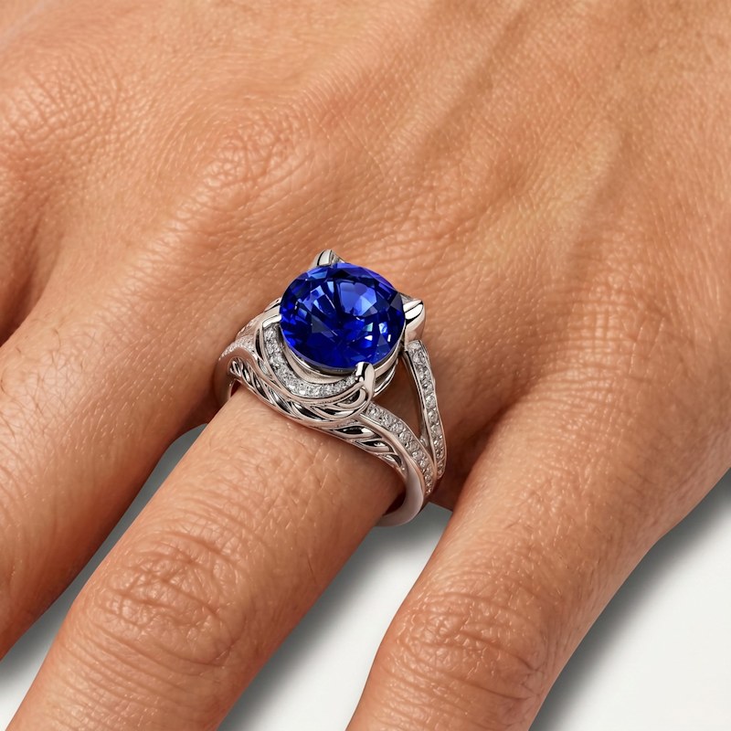 Thumbnail of Sterling Silver Diamond & Blue Sapphire Ring | Persian Shield image