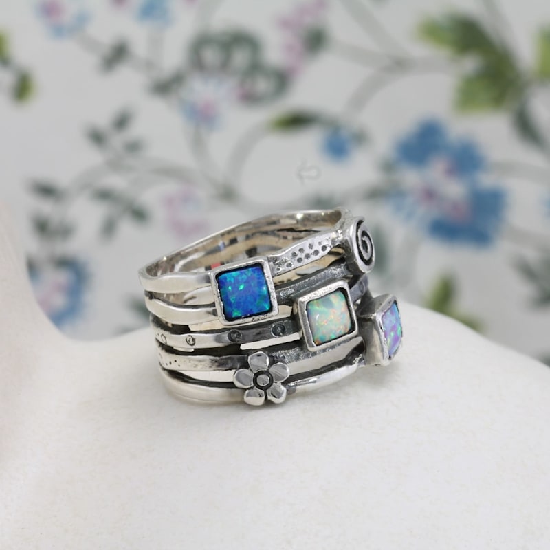 Thumbnail of Sterling Silver Fire Opal Stacking Ring image