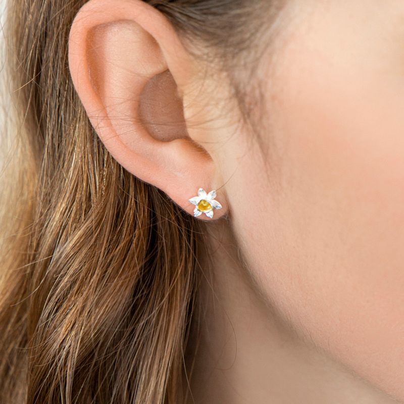 Thumbnail of Sterling Silver & Gold Daffodil Stud Earrings image