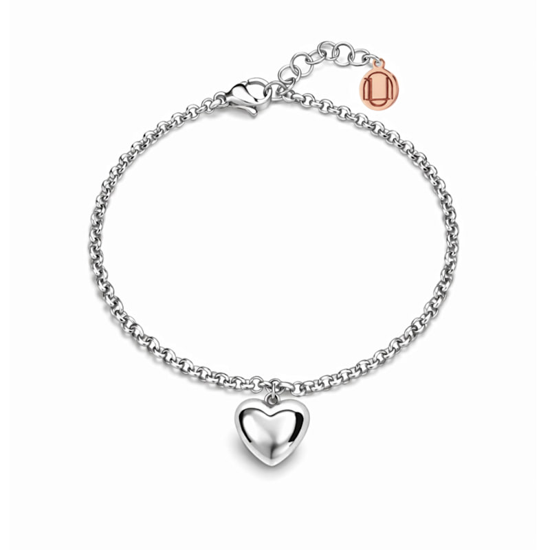 Sterling Silver Heart Charm Chain Bracelet For Women  display picture 1