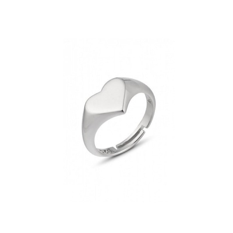 Thumbnail of Sterling Silver Heart Love Signet Ring - Silver image