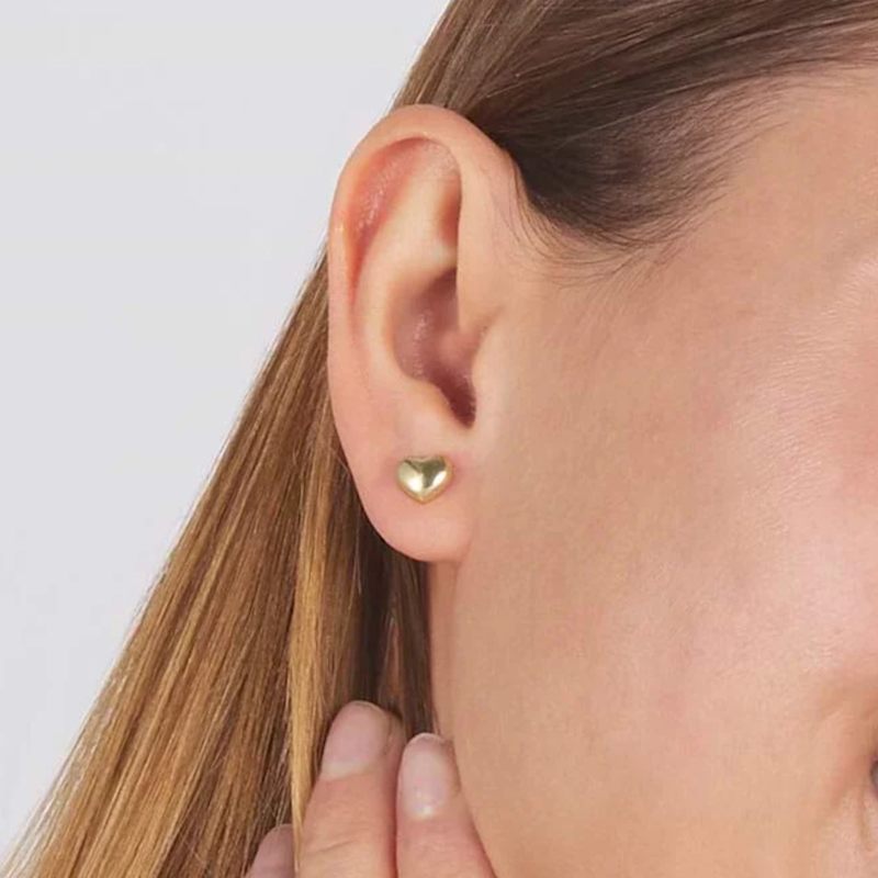 Thumbnail of Gold Plated Heart Stud Earrings – Small Elegant Shiny Perfect Gift Idea – Jewellery For Women image