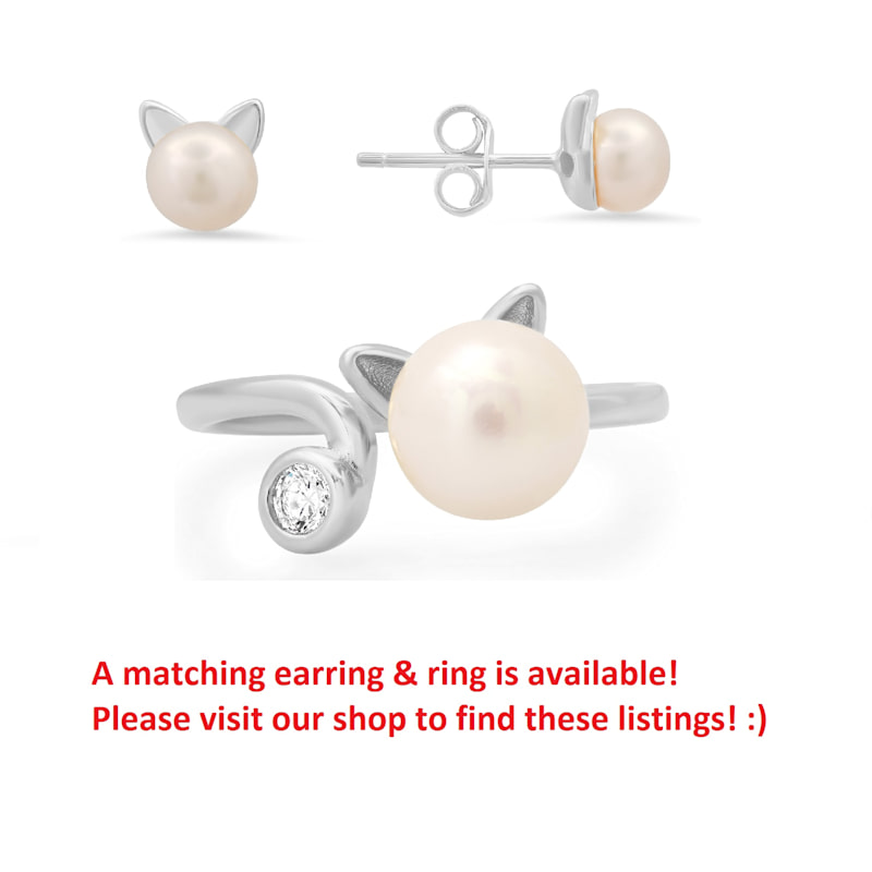 Thumbnail of Sterling Silver Kitty Cat Pearl Pendant Necklace image