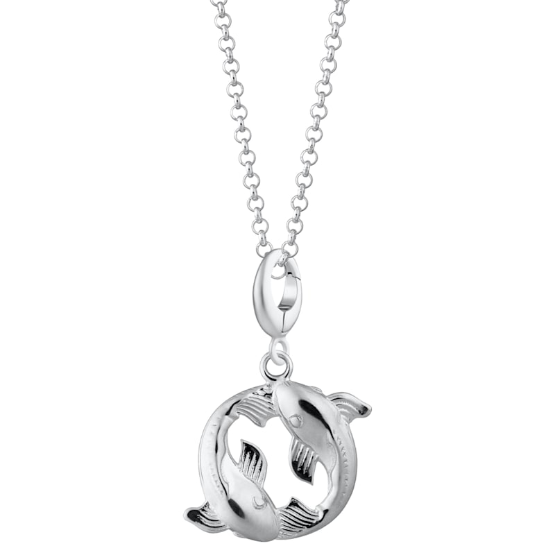 Thumbnail of Sterling Silver Koi Fish Pisces Zodiac Charm Necklace image
