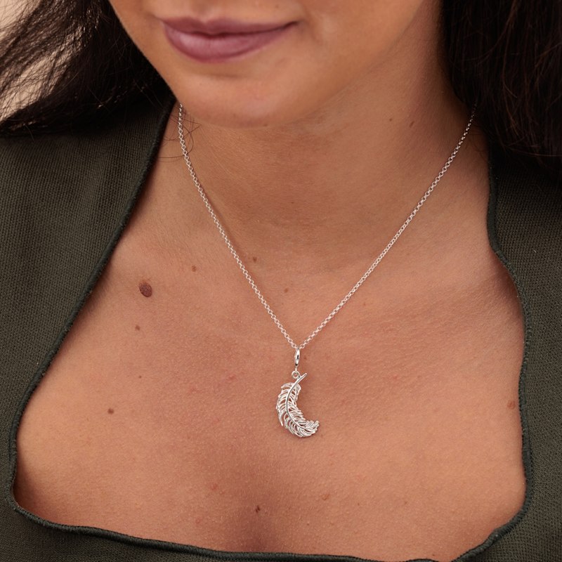 Thumbnail of Sterling Silver Large Feather Charm Necklace image